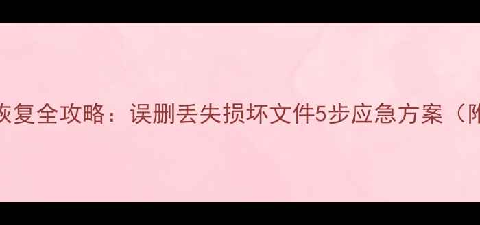 计算机分区数据恢复全攻略误删丢失损坏文件5步应急方案附专业工具推荐