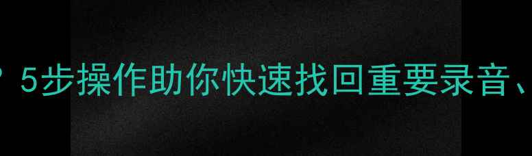 语音数据删除后如何恢复5步操作助你快速找回重要录音语音文件附详细教程