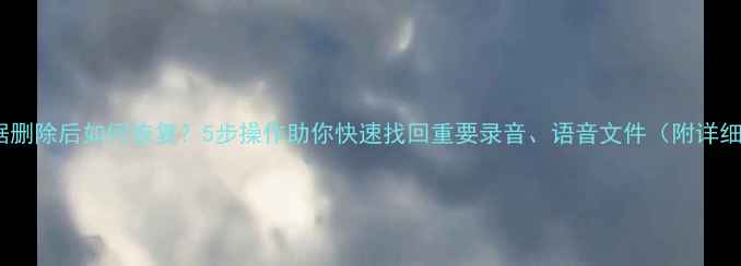 图片 语音数据删除后如何恢复？5步操作助你快速找回重要录音、语音文件（附详细教程）1