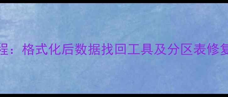 图片 误删文件恢复教程：格式化后数据找回工具及分区表修复全指南（最新）