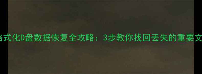 图片 误格式化D盘数据恢复全攻略：3步教你找回丢失的重要文件1