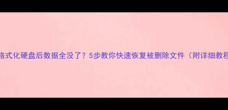 误格式化硬盘后数据全没了5步教你快速恢复被删除文件附详细教程