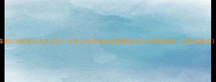 车辆ECU数据丢失怎么办专业方法恢复被误删覆盖的汽车诊断数据附实操指南