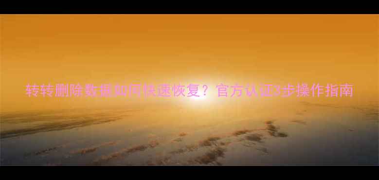 图片 转转删除数据如何快速恢复？官方认证3步操作指南