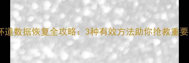 图片 逻辑坏道数据恢复全攻略：3种有效方法助你抢救重要文件1