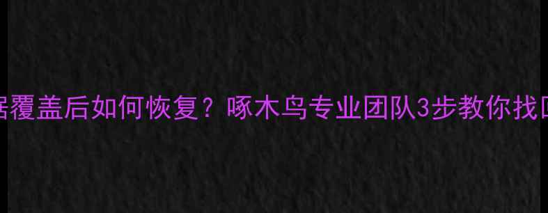 避坑指南数据覆盖后如何恢复啄木鸟专业团队3步教你找回重要文件