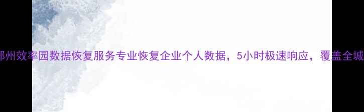 图片 郑州效率园数据恢复服务专业恢复企业个人数据，5小时极速响应，覆盖全城1