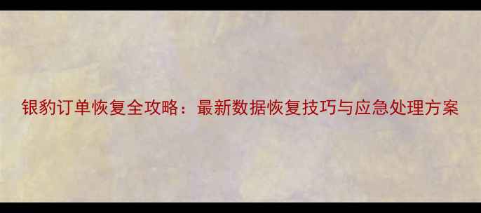 图片 银豹订单恢复全攻略：最新数据恢复技巧与应急处理方案