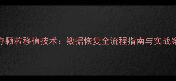 闪存颗粒移植技术数据恢复全流程指南与实战案例