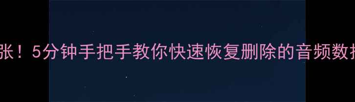 图片 音频文件误删别慌张！5分钟手把手教你快速恢复删除的音频数据（附详细教程）1