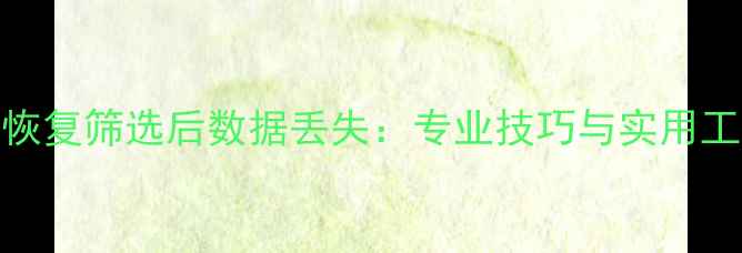 图片 高效恢复筛选后数据丢失：专业技巧与实用工具全