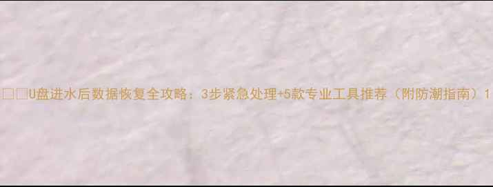 U盘进水后数据恢复全攻略3步紧急处理5款专业工具推荐附防潮指南