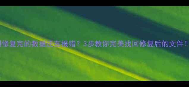 图片 🌟刚修复完的数据还在报错？3步教你完美找回修复后的文件！🔧2