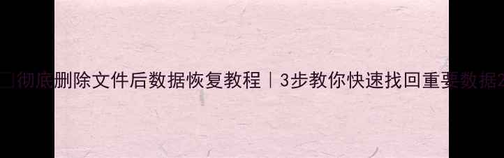 彻底删除文件后数据恢复教程3步教你快速找回重要数据