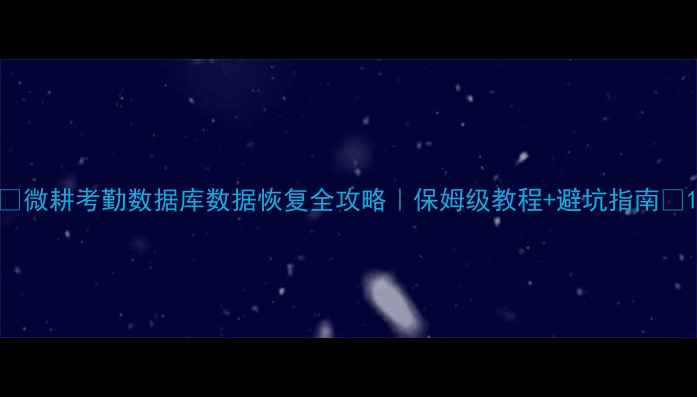 图片 🌟微耕考勤数据库数据恢复全攻略｜保姆级教程+避坑指南🔥1
