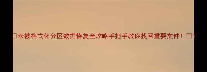 图片 🌟未被格式化分区数据恢复全攻略手把手教你找回重要文件！🔧1