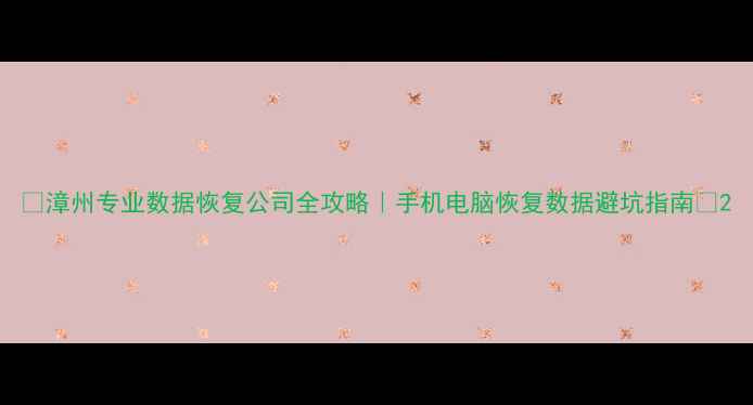 图片 🌟漳州专业数据恢复公司全攻略｜手机电脑恢复数据避坑指南🌟2