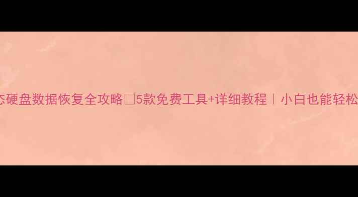 固态硬盘数据恢复全攻略5款免费工具详细教程小白也能轻松搞定