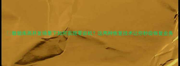 图片 💡数据库高并发场景下如何实现零宕机？这两种恢复技术让你秒级恢复业务