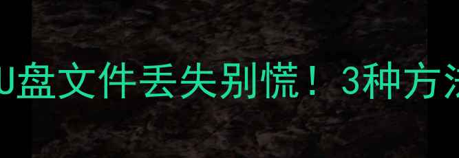 优盘数据恢复教程U盘文件丢失别慌3种方法轻松找回重要数据