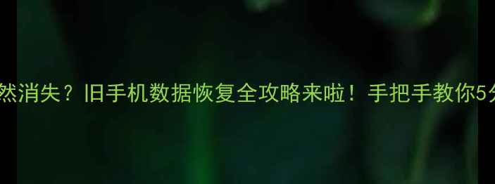 图片 💥微信聊天记录突然消失？旧手机数据恢复全攻略来啦！手把手教你5分钟找回重要回忆2