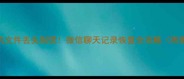 手机文件丢失别慌微信聊天记录恢复全攻略附教程
