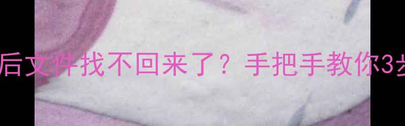 西部数据删除后文件找不回来了手把手教你3步快速恢复