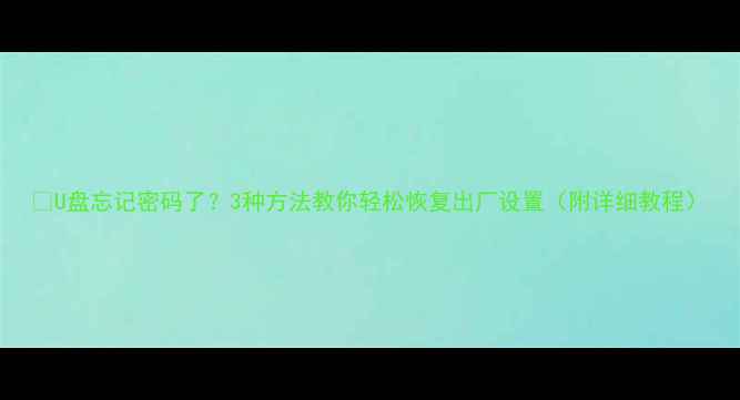 图片 💻U盘忘记密码了？3种方法教你轻松恢复出厂设置（附详细教程）