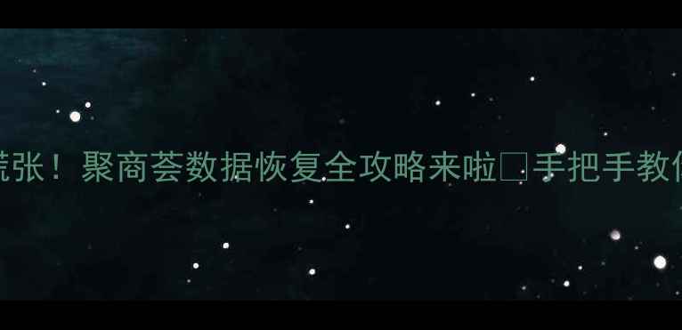 手机数据丢失别慌张聚商荟数据恢复全攻略来啦手把手教你快速找回重要文件