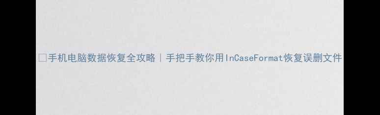 手机电脑数据恢复全攻略手把手教你用InCaseFormat恢复误删文件