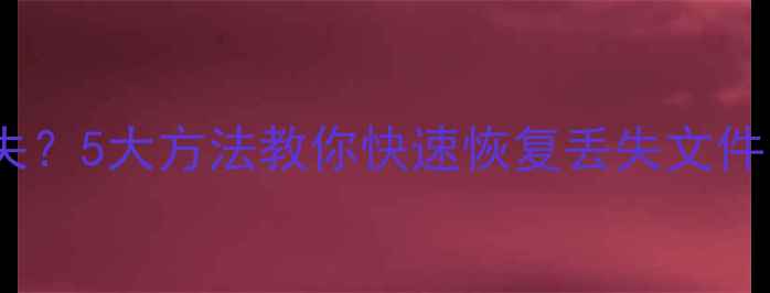 图片 💻电脑数据全丢失？5大方法教你快速恢复丢失文件（附免费工具）1