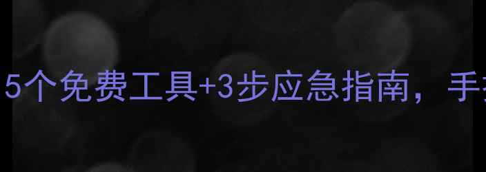 电脑数据恢复全攻略5个免费工具3步应急指南手把手教你找回重要文件