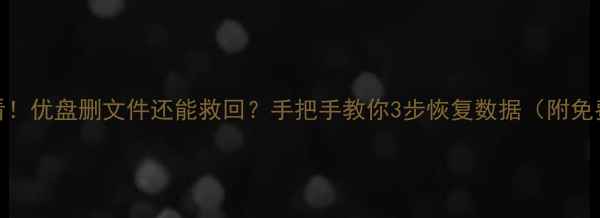 必看优盘删文件还能救回手把手教你3步恢复数据附免费工具