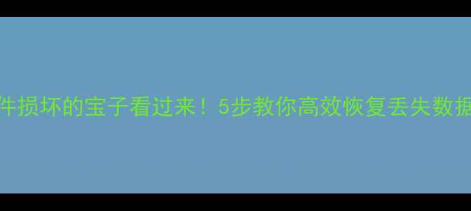 被手机电脑文件损坏的宝子看过来5步教你高效恢复丢失数据附免费工具清单