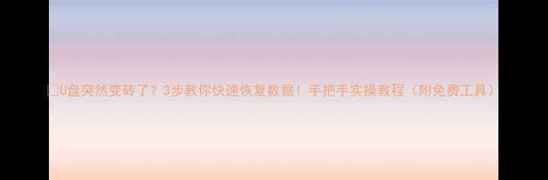 U盘突然变砖了3步教你快速恢复数据手把手实操教程附免费工具