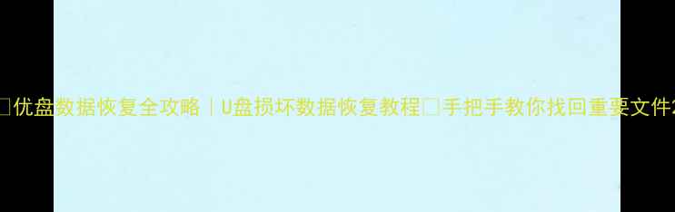 图片 💾优盘数据恢复全攻略｜U盘损坏数据恢复教程✅手把手教你找回重要文件2