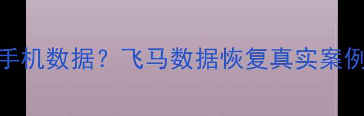 如何恢复手机数据飞马数据恢复真实案例大公开