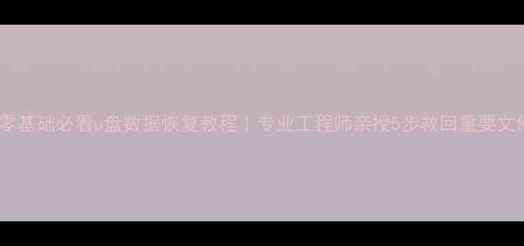零基础必看u盘数据恢复教程专业工程师亲授5步救回重要文件