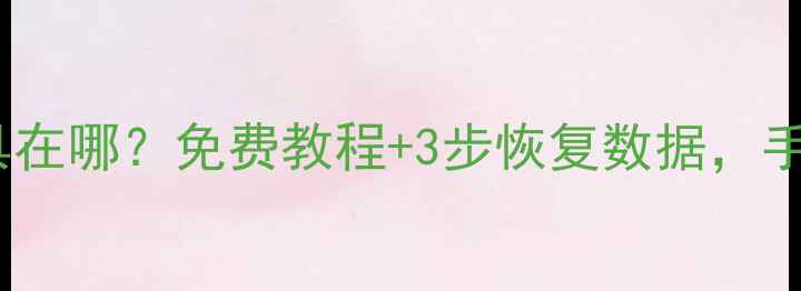 图片 📁U盘数据恢复工具在哪？免费教程+3步恢复数据，手把手教你搞定！📁