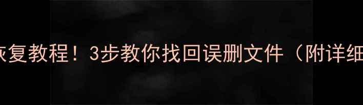 图片 📁免费数据恢复教程！3步教你找回误删文件（附详细操作图解）1