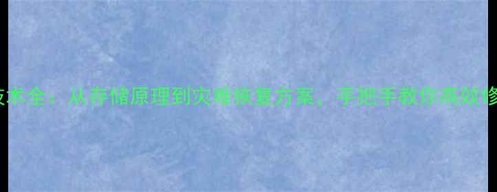 数据恢复技术全从存储原理到灾难恢复方案手把手教你高效修复数据丢失