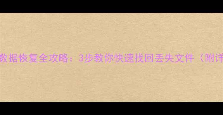无盘符数据恢复全攻略3步教你快速找回丢失文件附详细教程