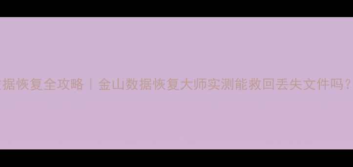 图片 📁最新版U盘数据恢复全攻略｜金山数据恢复大师实测能救回丢失文件吗？附免费教程！