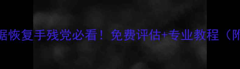 深圳u盘数据恢复手残党必看免费评估专业教程附工具清单