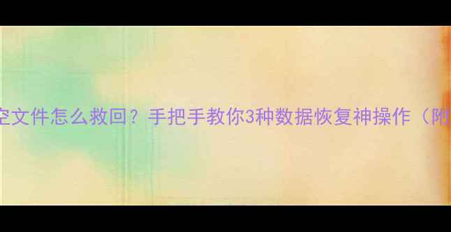 电脑误清空文件怎么救回手把手教你3种数据恢复神操作附工具推荐