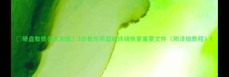 硬盘数据丢失别慌3步教你用超级终端恢复重要文件附详细教程
