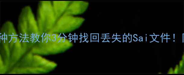 Sai文件恢复全攻略5种方法教你3分钟找回丢失的Sai文件附免费工具避坑指南