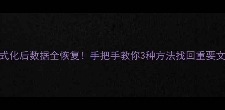 U盘格式化后数据全恢复手把手教你3种方法找回重要文件