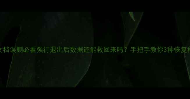 WPS文档误删必看强行退出后数据还能救回来吗手把手教你3种恢复秘籍
