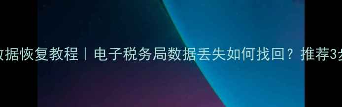 个税数据恢复教程电子税务局数据丢失如何找回推荐3步恢复法